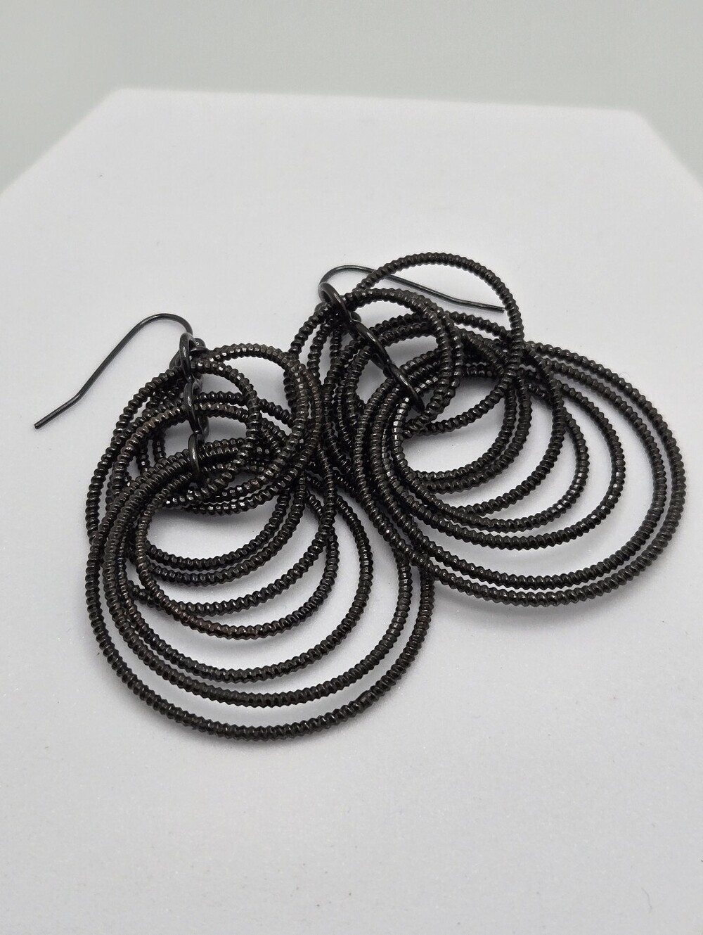 ✨2/$10✨  Lia Sophia Voltage Earrings Black Textured Sparkly Hematite Drop Hoops